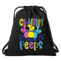 Funny Cute Easter Chillin With My Peeps Drawstring Bag