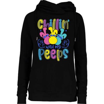 Funny Cute Easter Chillin With My Peeps Womens Funnel Neck Pullover Hood