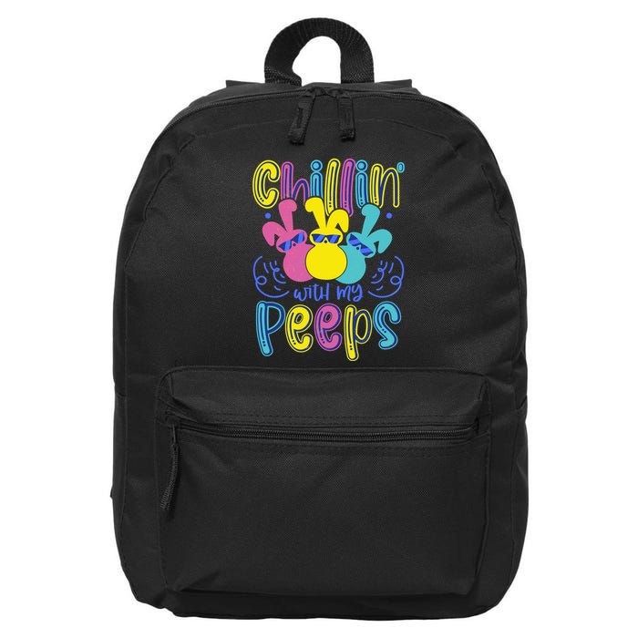 Funny Cute Easter Chillin With My Peeps 16 in Basic Backpack