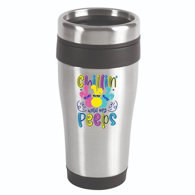 Funny Cute Easter Chillin With My Peeps 16oz Travel Tumbler