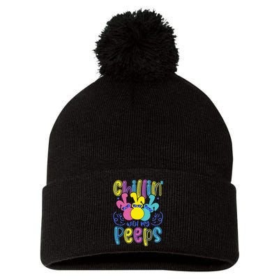 Funny Cute Easter Chillin With My Peeps Pom Pom 12in Knit Beanie