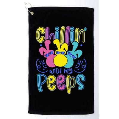 Funny Cute Easter Chillin With My Peeps Golf Towel