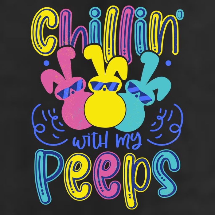 Funny Cute Easter Chillin With My Peeps Golf Towel