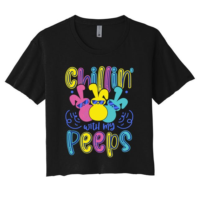 Funny Cute Easter Chillin With My Peeps Crop Top
