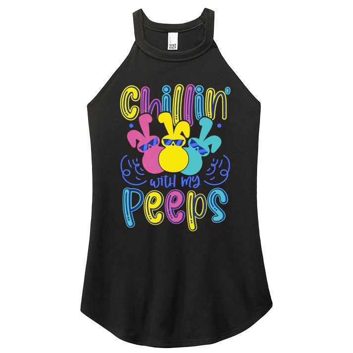Funny Cute Easter Chillin With My Peeps Women's Perfect Tri Rocker Tank