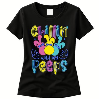 Funny Cute Easter Chillin With My Peeps Womens T-Shirt