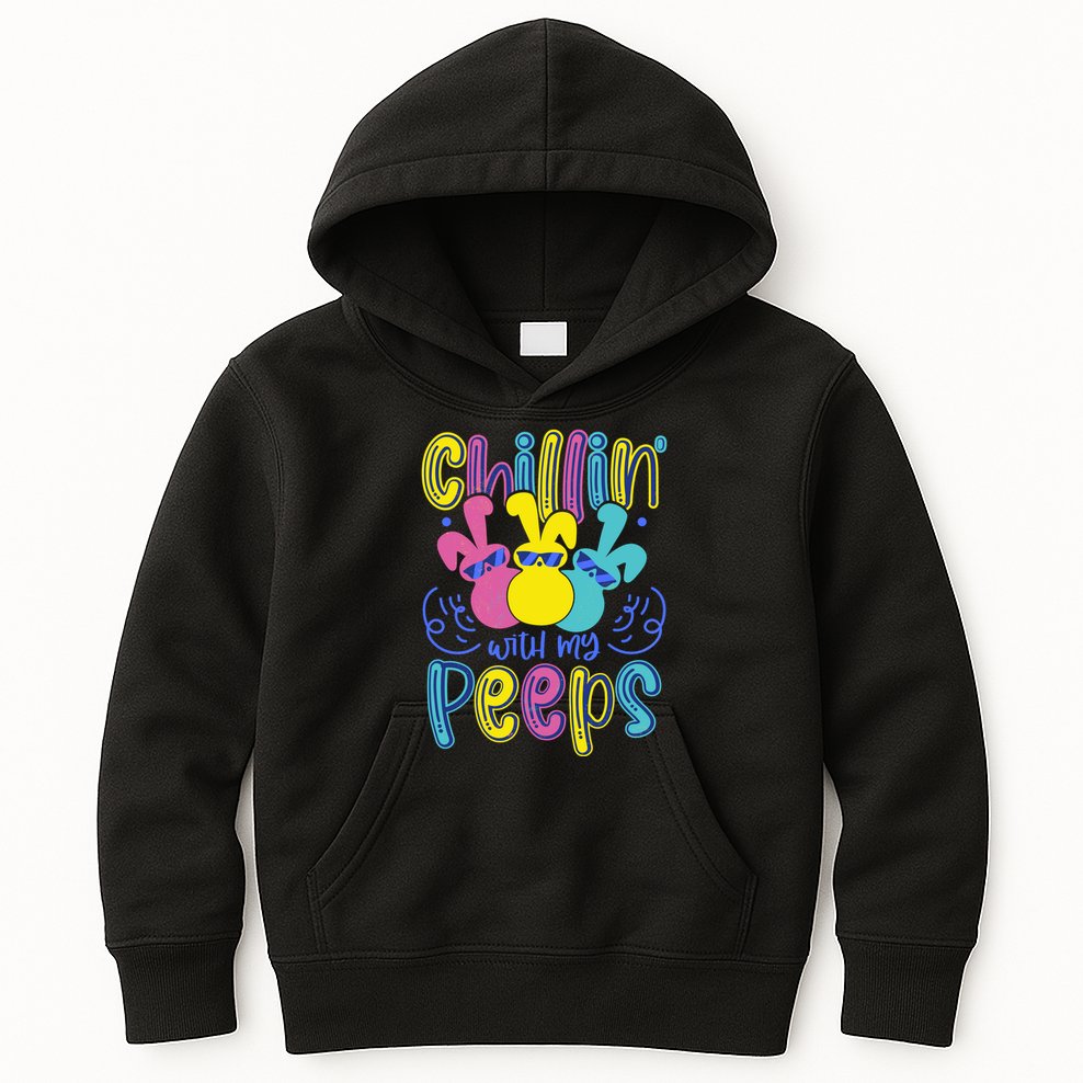 Funny Cute Easter Chillin With My Peeps Kids Hoodie