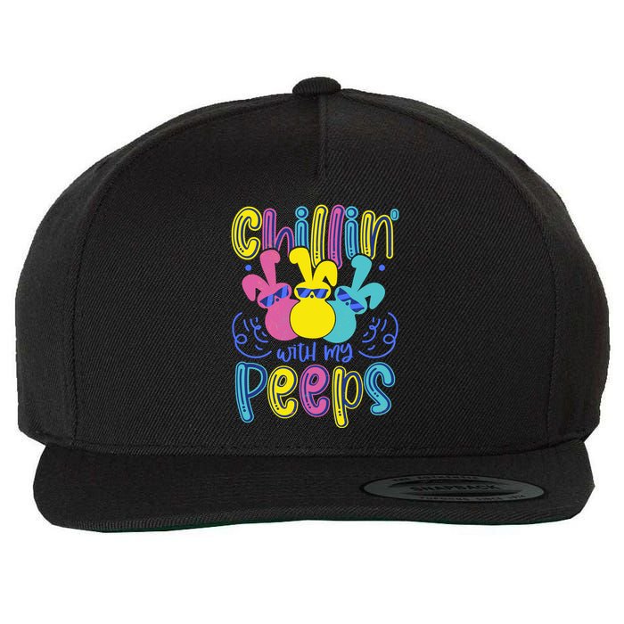 Funny Cute Easter Chillin With My Peeps Wool Snapback Cap
