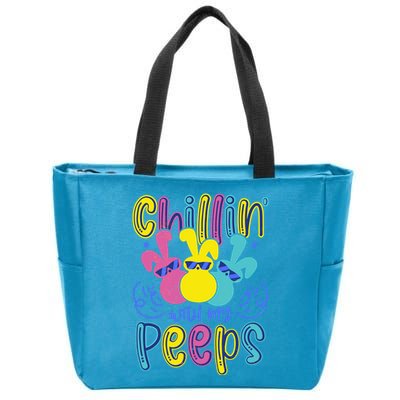 Funny Cute Easter Chillin With My Peeps Zip Tote Bag