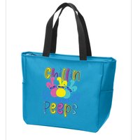 Funny Cute Easter Chillin With My Peeps Zip Tote Bag
