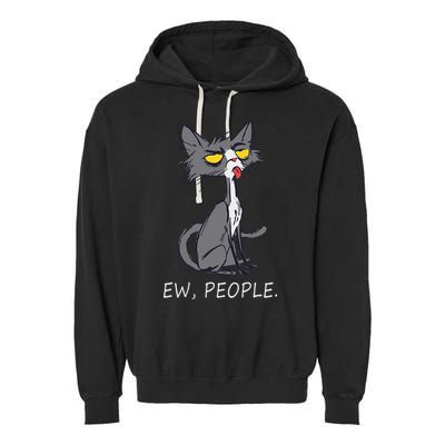 Funny Cat Ew People Meowy Cat Lovers Gifts Garment-Dyed Fleece Hoodie