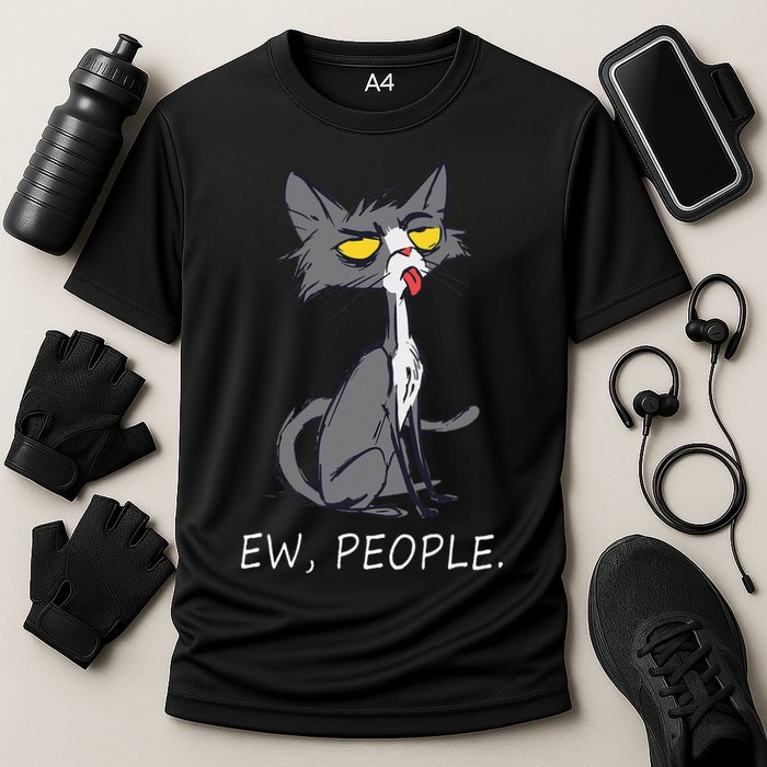 Funny Cat Ew People Meowy Cat Lovers Gifts Cooling Performance Crew T-Shirt