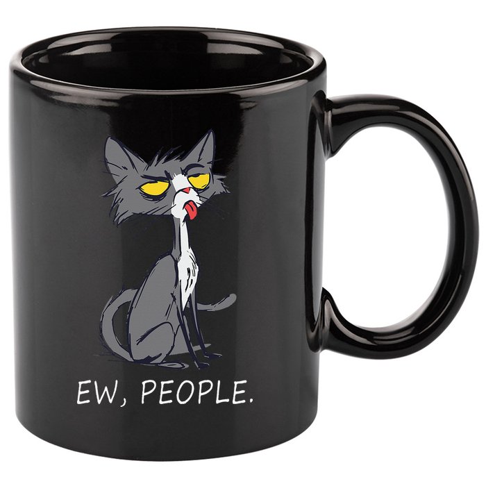Funny Cat Ew People Meowy Cat Lovers Gifts 11oz C Handle Ceramic Mug