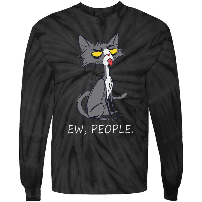 Funny Cat Ew People Meowy Cat Lovers Gifts Tie-Dye Long Sleeve Shirt