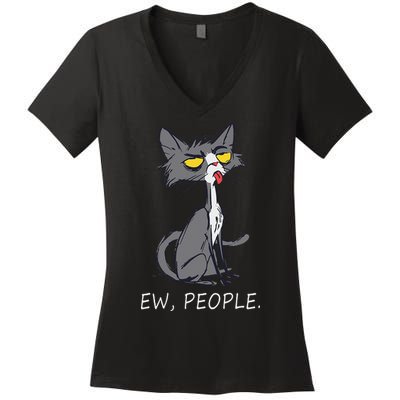 Funny Cat Ew People Meowy Cat Lovers Gifts Women's V-Neck T-Shirt