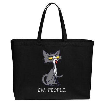 Funny Cat Ew People Meowy Cat Lovers Gifts Cotton Canvas Jumbo Tote