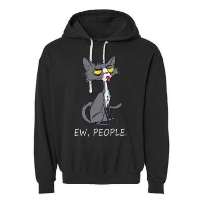 Funny Cat Ew People Meowy Cat Lovers Garment-Dyed Fleece Hoodie
