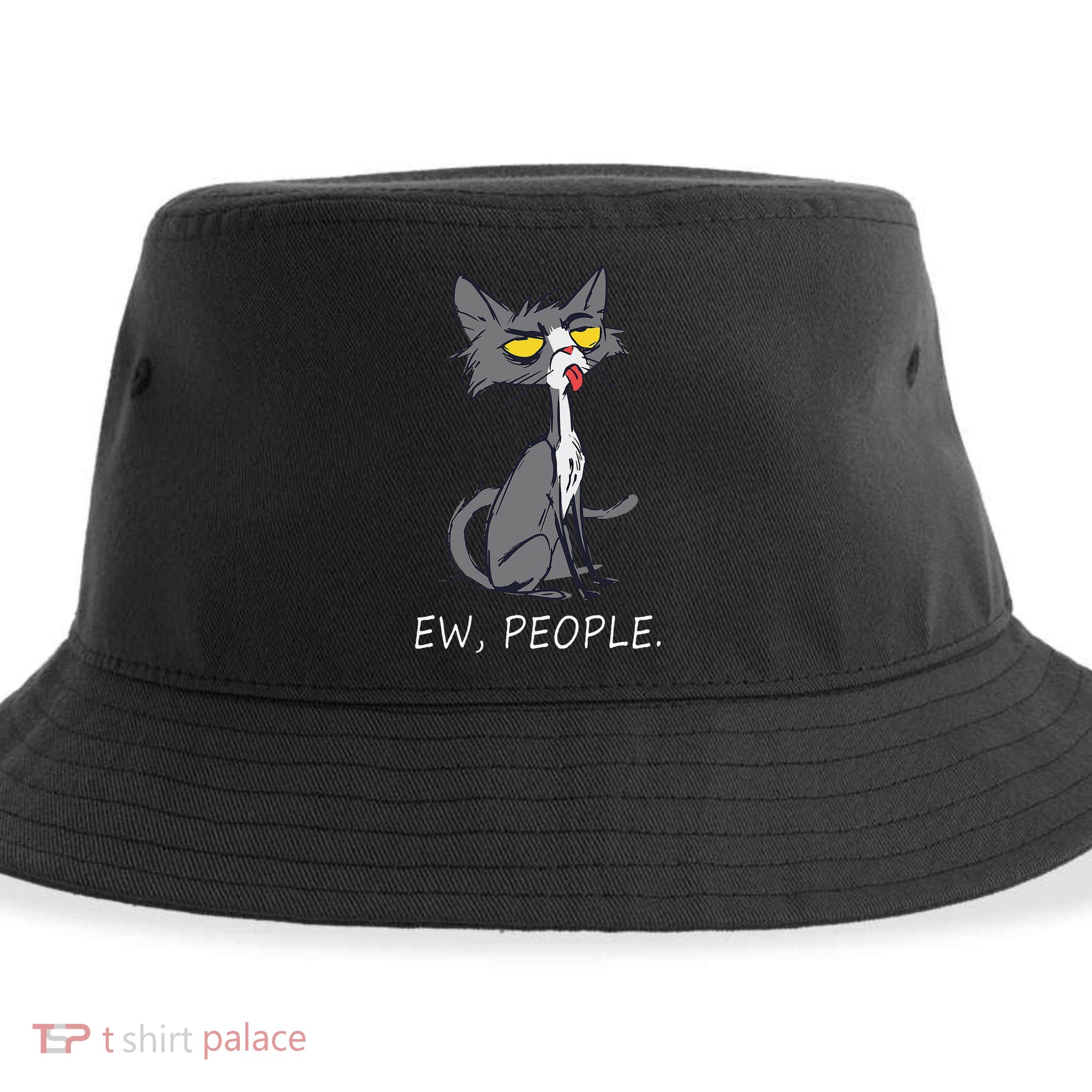 Funny Cat Ew People Meowy Cat Lovers Sustainable Bucket Hat