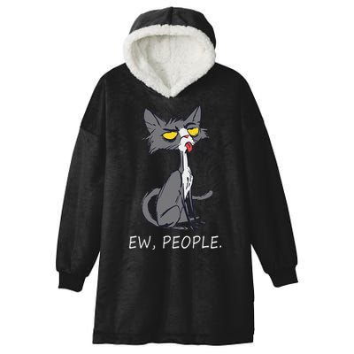 Funny Cat Ew People Meowy Cat Lovers Hooded Wearable Blanket