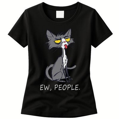 Funny Cat Ew People Meowy Cat Lovers Womens T-Shirt