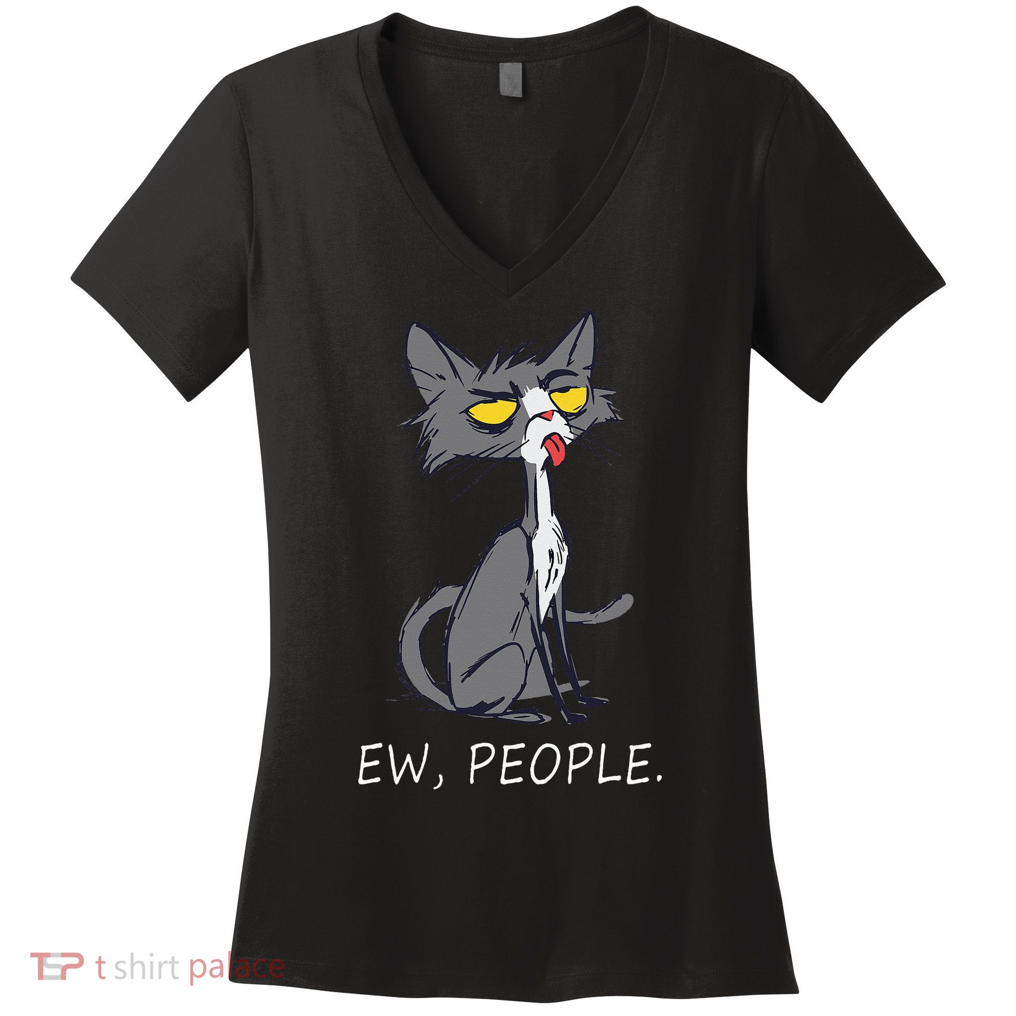 Funny Cat Ew People Meowy Cat Lovers Women's V-Neck T-Shirt