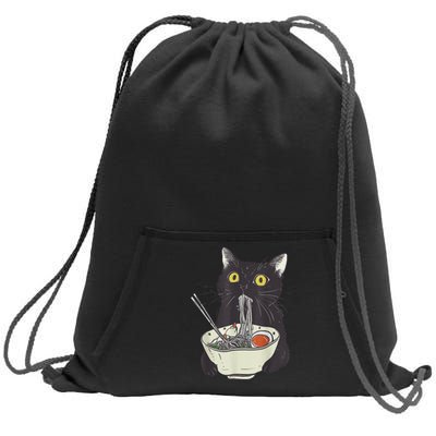 Funny Cat Eating Ramen Vintage Japanese Noodles Gift Sweatshirt Cinch Pack Bag