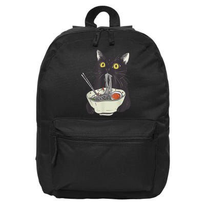 Funny Cat Eating Ramen Vintage Japanese Noodles Gift 16 in Basic Backpack