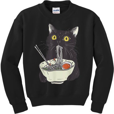 Funny Cat Eating Ramen Vintage Japanese Noodles Gift Kids Sweatshirt