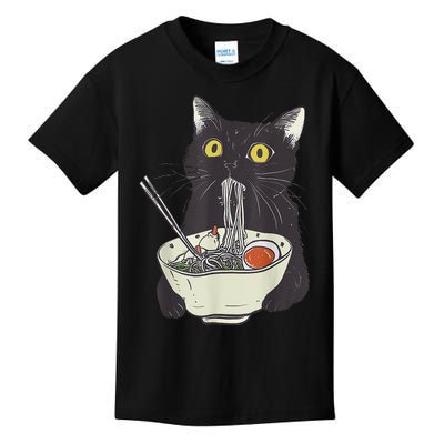 Funny Cat Eating Ramen Vintage Japanese Noodles Gift Kids T-Shirt