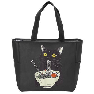 Funny Cat Eating Ramen Vintage Japanese Noodles Gift Zip Tote Bag