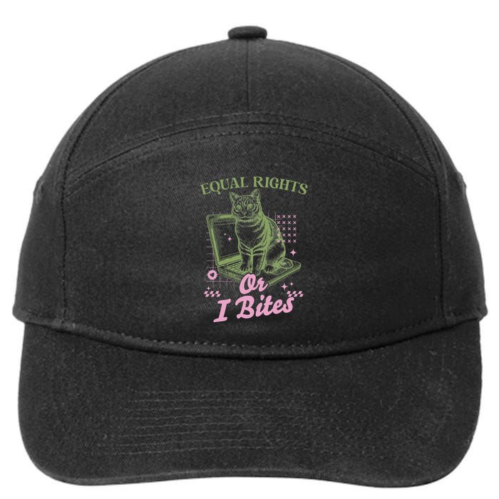 Feminist Cat Equal Rights Or I Bites Cat 7-Panel Snapback Hat