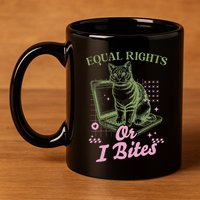 Feminist Cat Equal Rights Or I Bites Cat 11oz C Handle Ceramic Mug