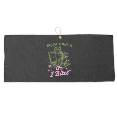 Feminist Cat Equal Rights Or I Bites Cat Large Microfiber Waffle Golf Towel