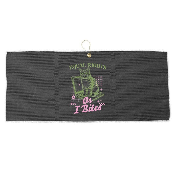 Feminist Cat Equal Rights Or I Bites Cat Large Microfiber Waffle Golf Towel