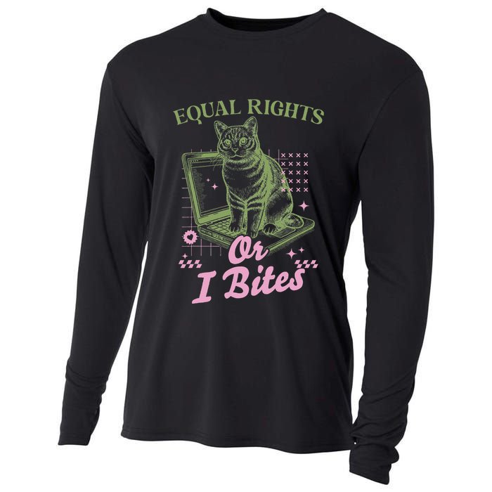 Feminist Cat Equal Rights Or I Bites Cat Cooling Performance Long Sleeve Crew