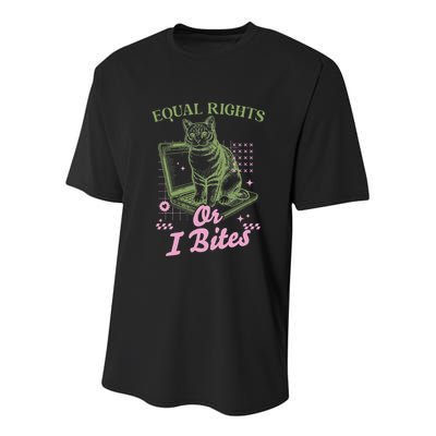 Feminist Cat Equal Rights Or I Bites Cat Youth Performance Sprint T-Shirt