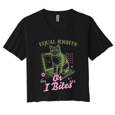 Feminist Cat Equal Rights Or I Bites Cat Crop Top
