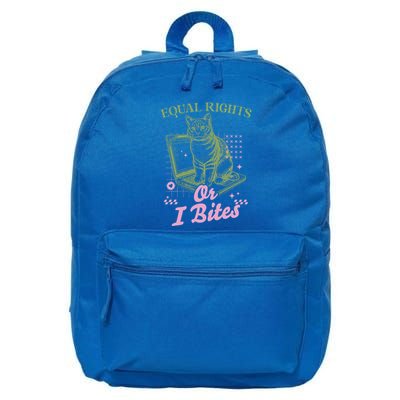 Feminist Cat Equal Rights Or I Bites Cat 16 in Basic Backpack