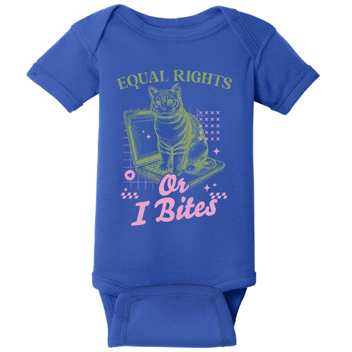 Feminist Cat Equal Rights Or I Bites Cat Baby Bodysuit