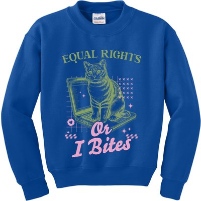 Feminist Cat Equal Rights Or I Bites Cat Kids Sweatshirt