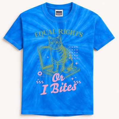 Feminist Cat Equal Rights Or I Bites Cat Kids Tie-Dye T-Shirt