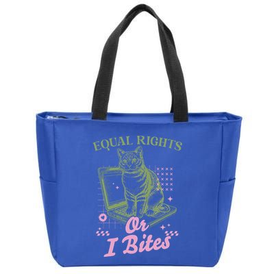 Feminist Cat Equal Rights Or I Bites Cat Zip Tote Bag