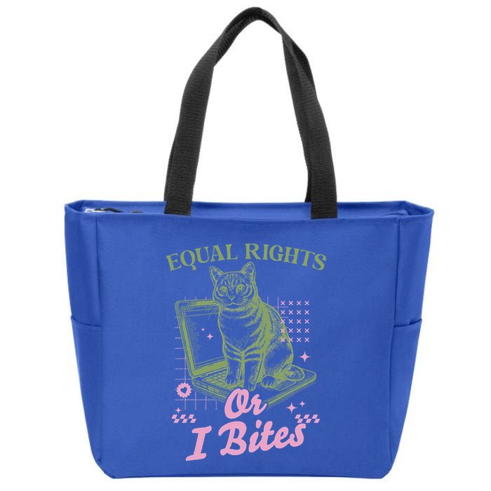 Feminist Cat Equal Rights Or I Bites Cat Zip Tote Bag