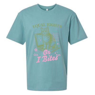 Feminist Cat Equal Rights Or I Bites Cat Sueded Cloud Jersey T-Shirt
