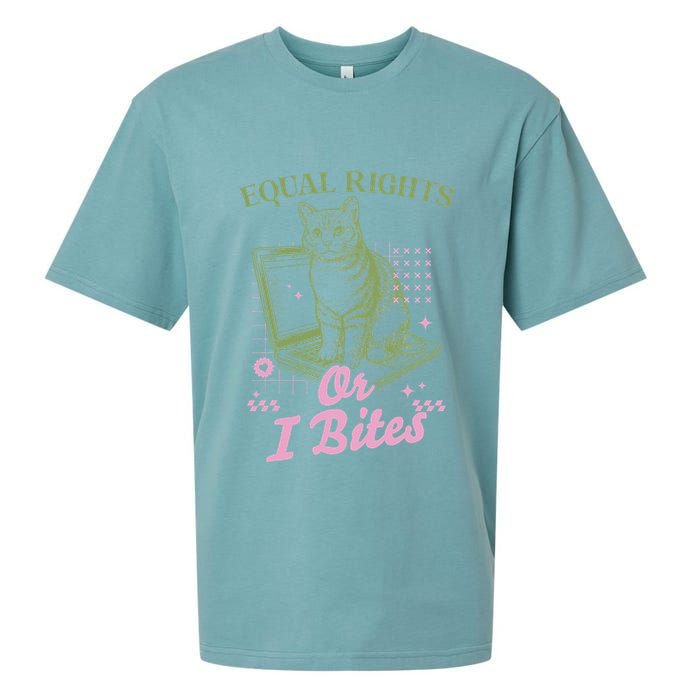 Feminist Cat Equal Rights Or I Bites Cat Sueded Cloud Jersey T-Shirt