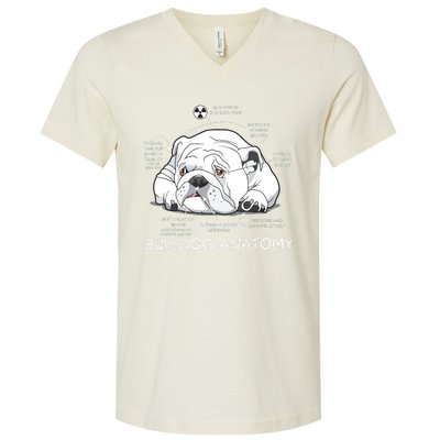 Funny Cute English Bulldog Anatomy Dog Biology Gift V-Neck T-Shirt