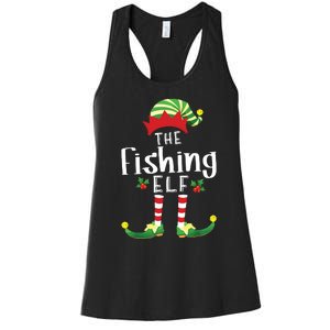 Fishing Christmas Elf Matching Pajama Xmas Party Women's Racerback Tank