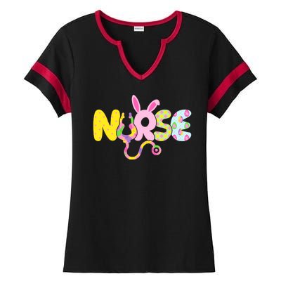 Funny Cute Easter Patterns Nurse Ladies Halftime Notch Neck Tee