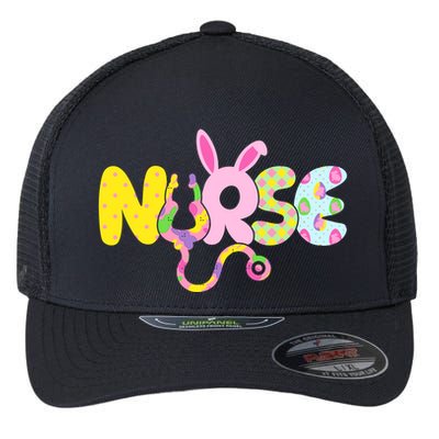 Funny Cute Easter Patterns Nurse Flexfit Unipanel Trucker Cap