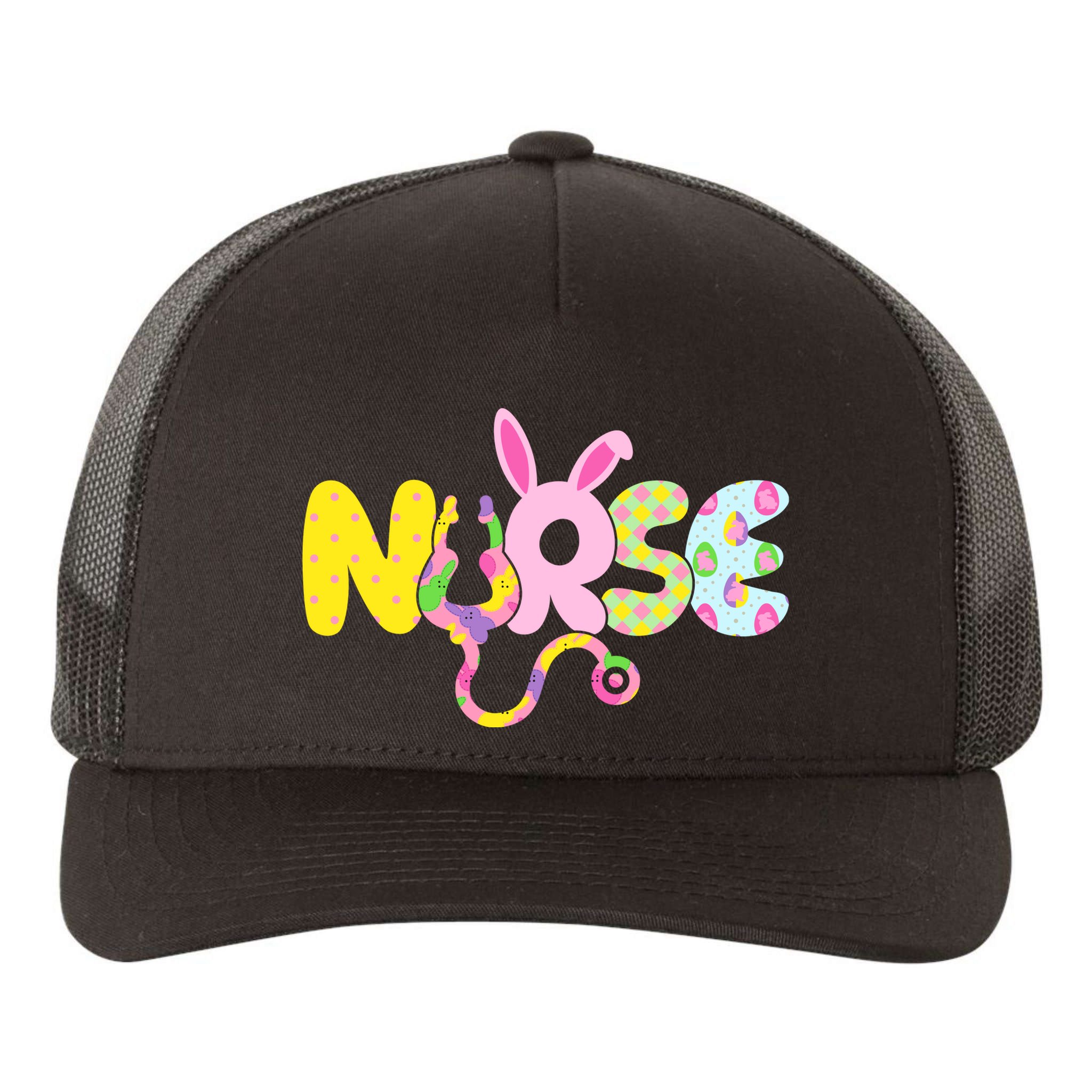 Funny Cute Easter Patterns Nurse Yupoong Adult 5-Panel Trucker Hat